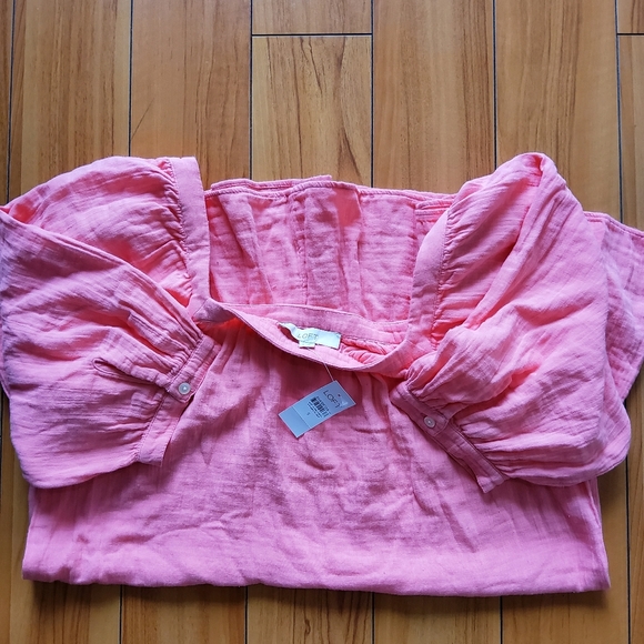 LOFT Square Neck Flounce Swing Dress Pink Size S - Picture 7 of 9